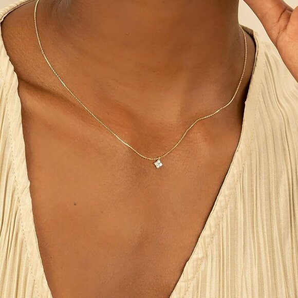 14K Gold Plated Necklace for Women - Dainty Flower, Leaf, Bead, Tree, Bee, Sun, - Picture 2 of 7